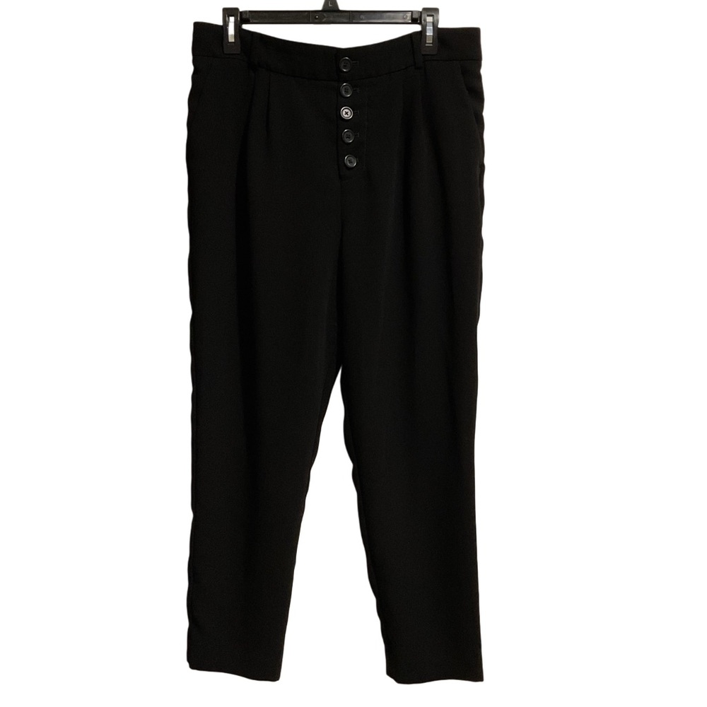 Anthropologie Women’s Sasha Button Fly Tapered Trousers‎ Black